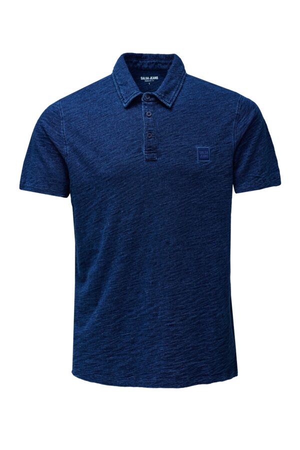 INDIGO POLO W/ SMALL BRANDING