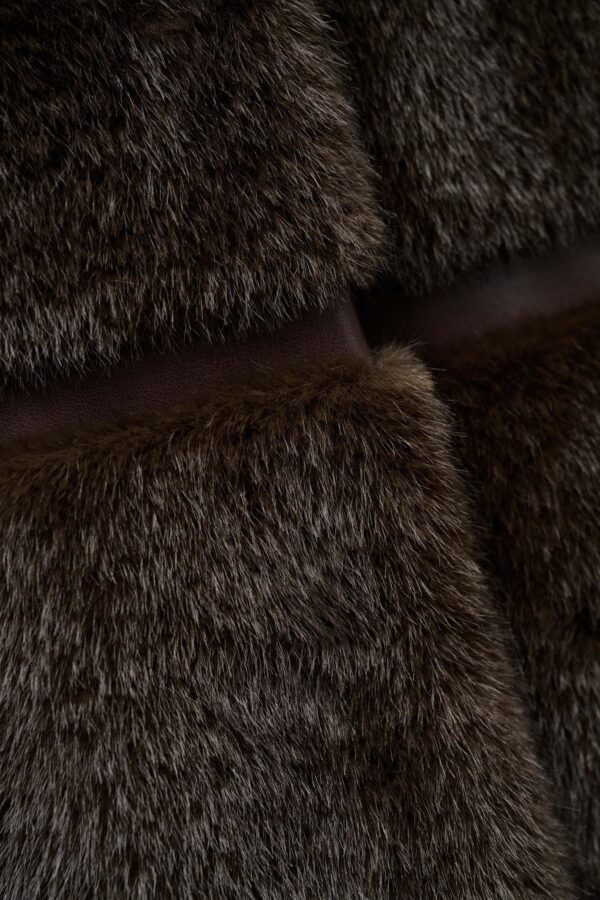 FAUX FUR COAT WITH PU SECTIONS - Image 3