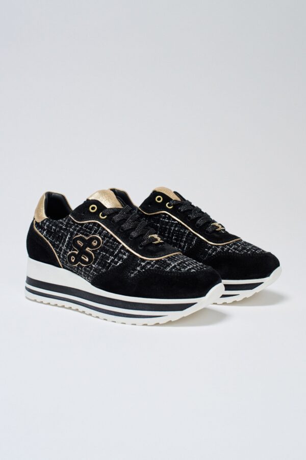 HIGH SOLE SNEAKERS MIXED MATERIALS